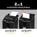 Fellowes Aktenvernichter Autofeed, 100 Blatt Minicut (P4), Papierschredder Hybrid mit automatischem und manuellem Einzug für Büro, AutoMax 100M Schredder, sehr leiser Aktenvernichter, 23L Papierkorb - 3