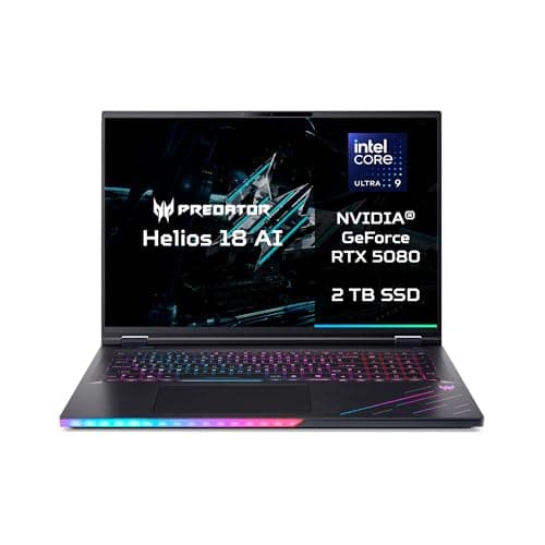 acer Predator Helios 18 AI PH18-73-901R Notebook Gaming, NVIDIA GeForce RTX 5080 16 GB GDDR7, Intel Core Ultra 9 275HX, RAM 32 GB, 2 TB SSD, Display 18" WQXGA IPS 250 Hz Mini LED, Windows 11 Home