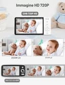 GHB Baby Monitor Video e Audio 5", Telecamera Neonato con Schermo IPS 5000mAh, Visione Notturna, Sensore di Temperatura, VOX, Ninnananna - 8
