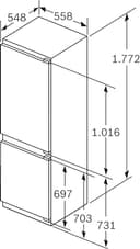 Bosch Frigorífico Combi, Integrable, 56 cm, Serie 6, NoFrost, VitaFresh XXL, Blanco, KIN86ADD0. - 2