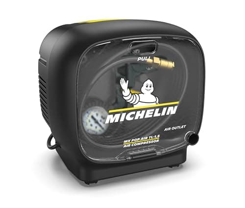 MICHELIN, Compressore Portatile SENZA SERBATOIO MX POP AIR TL-1,5, + Kit (Include Tubo in Gomma 3m, Pistola di Gonfiaggio, Ugello Lungo di Soffiaggio, 3 Ugelli di Gonfiaggio), Motore da 1,5 hp