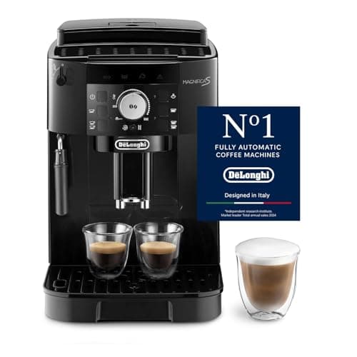 De'Longhi Magnifica S ECAM11.112.B, Fully Automatic Coffee Machine with Milk Frothing Nozzle for Cappuccinos, with Espresso Direct Selection Buttons and Rotary Control, 2 Cup Function, Black