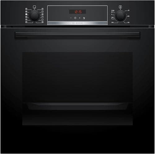 Bosch HQA574BB3 Serie 4, Forno con vapore da incasso, Pirolisi: pulizia del forno senza sforzo, Display LED rosso, 10 programmi automatici, Nero, 60 x 60 cm
