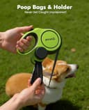 Pecute Correa Perro Extensible 5 Metros, Correa para 5-30 kg, con Cuerda Antimordida de 46cm, Bolsas Higiénicas y Portabolsa| 360° Antienredos| Paseo Perros, Entrenamiento, días de Iluvia, Verde - 3