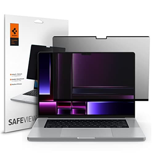 Spigen SafeView Magnetischer Blickschutzfilter für MacBook Pro 16 Zoll (M4 Pro / M4 Pro Max / M3 Serie / M2 Serie / M1 Serie), Sichtschutzfilter, Privacy Schutz, Anti-Fingerabdruck