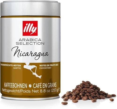 illy, Café en Grano Arabica Selection Nicaragua, 100% Arábica con Notas de Frutos Secos, Pan Tostado y Chocolate Negro, Sabor Envolvente, 1 lata de 250g