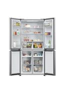 Haier Cube 83 Series 3 Freestanding American Fridge Freezer, 4 Doors, Total No Frost, E Class, Touch Display, Air Surround Technology, 467L Total Capacity, Gentle Silver, 83x65x182 cm - HCR3818ENMG - 2