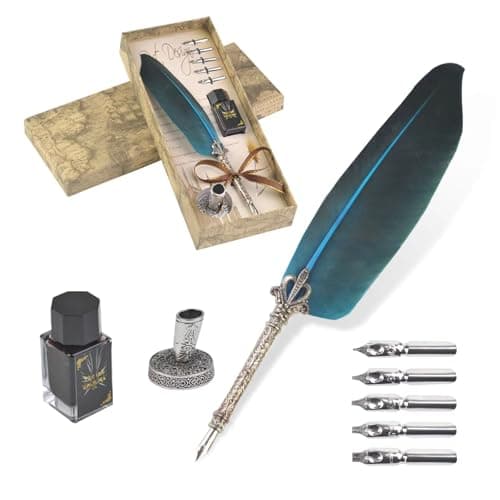 VABNEER Pluma de Inmersion Pluma Antigua Escritura Metal Pluma de Caligrafía Para uso personal, regalo ejecutivo y decoración de escritorio antigua