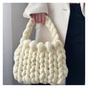 LSYHHXC Borsa Fatta a Mano in Lana Islandese Super Spessa, Borsa Lavorata a Mano e Fatta a Mano(Beige,22x18x13cm) - 4