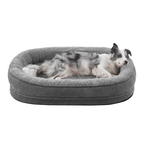 Pawk Cama Perro Medianos Sofá Perro Ortopedica Desmontable y Lavable, Colchon Perro con Forro Impermeable y Espuma Viscoelastica,89x63x18cm, Gris
