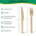 greenli® Einwegbesteck Set - 200 Holzgabeln und Holzmesser - Nachhaltiges Einweggeschirr Set aus Holz - 2