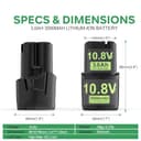 2X 10.8V 3Ah Batería de Repuesto para Stihl Batería AS2, Adecuado para Herramientas GTA26 GTA40 HSA26 HSA30 HSA40 FSA30 ASA20 SEA20 RCA20 KOA20 BGA30 - 2