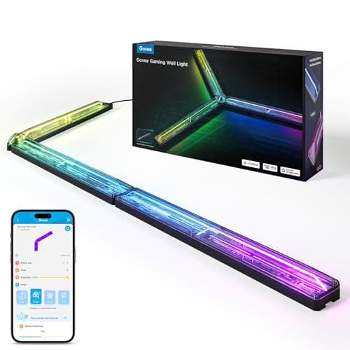 Govee RGBIC - Lampada da parete a LED per gaming Glide Wall Light, con forme e colori fai da te, 60 + effetti di scena, compatibile con opaco e Alexa, luce da gioco, 3pcs e 1 angolo