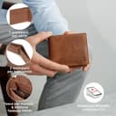 Berliner Bags Portafoglio Uomo in Vera Pelle con Protezione RFID, 4 Carte, 2 Scomparti Banconote, Portamonete, Tasca Documenti, Gettone Carrello, Scatola Regalo – Marrone - 3