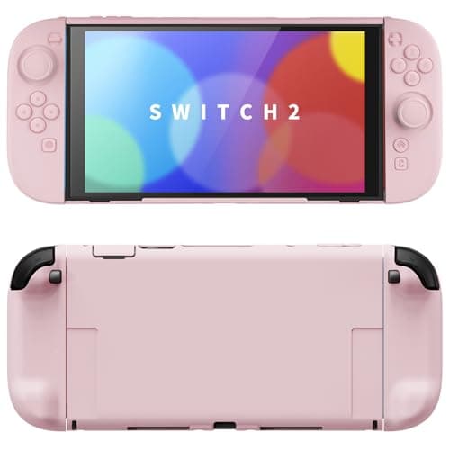 PlayVital Funda Protectora para Nintendo Switch 2 (2025) - Carcasa Rígida Dockable con Soporte Plegable y Tapas para Joysticks, Protector para Switch 2 - Color Sólido Serie (Rosa Sakura)