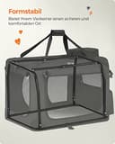 Feandrea Hundebox faltbar, Transportbox Hund, L, Hundetasche, Oxford-Gewebe, Netzstoff, atmungsaktiv tragbar transportabel, Metallrahmen, mit Griffen, Taschen, 70 x 52 x 52 cm, schwarz PDC70H - 9