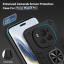 Btstring Cover per Honor Magic6 Pro, Grado Militare Custodia Con Cavalletto in Metallo Rotante a 360°, Hard PC Back Cover e TPU Bumper Antiurto Case- Nero - 4