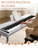 LALAHO 88 Key Semi-Weighted Keyboard Piano, Digital Piano Keyboard with Professional Triple Pedal, Bluetooth MIDI Function, Advanced Chip and Full Equipment for Beginner (White) - 5
