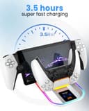 Estación de Carga para PS Portal y Controlador PS5, Cargador portátil con Efecto de luz RGB 14 para PS Portal Remote Player - 5