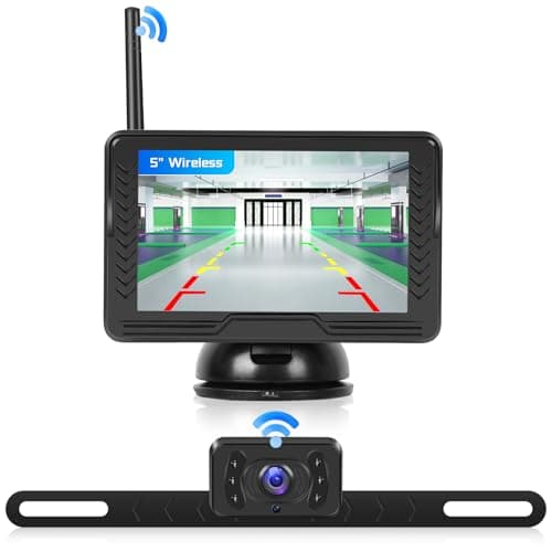 Kit Telecamera Retromarcia Auto Wireless Digitali Registrazione Video con 5 Pollici HD Monitor Telecamera Retromarcia IP69 Impermeabile Visione Notturna per Campeggio Auto Caravan Camion Rimorchi