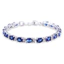 Gulicx Oro Bianco sfumato con Zirconia cubica Colore Zaffiro Blu Cristallo Braccialetto Romano Bracciale Tennis Catena a Maglia - 1