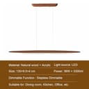 YYUTLUO LED Wood Pendant Light Dining Table Pendant Light, Brown Dimmable with Remote Control Pendant Lamp, Height Adjustable, Modern Linear Design Living Room Lamp Hanging Office Dining Room (130cm) - 3