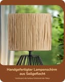 EDISHINE Lámpara de Mesa Vintage, con Pantalla Bohemia Tejida a Mano y Base de Hierro, Incluye Bombilla LED con Luz Blanca Cálida de 2700K, Ideal para Dormitorio, Sala de Estar y Oficina - 2