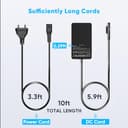 Caricabatterie Surface Pro 65W per Microsoft Surface Pro 11/10/9/8/7+/7/6/5/4/3/X, Surface Laptop 7/6/5/4/3/2/1, Surface Go 4/3/2, Surface Book 3/2/1, Modello 1706 Alimentatore con porta USB - 5