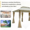 Outsunny Cenador para Jardín 3x4 m Pérgola de Jardín Gazebo con Doble Techo Paredes Laterales Resistente al Agua Carpa para Exterior Terraza Patio Crema - 5