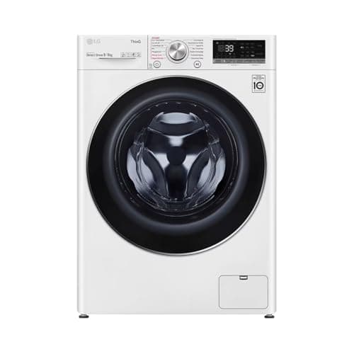 LG Electronics V7WD96H1A Washer Dryer with AI DD, 9 kg Wash, 6 kg Drying, 1400 rpm, Steam, TurboWash 360°, Feel-Good Drum, Wi-Fi Function, White