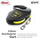 flexi® Giant S/M Gurt 8 m schwarz/neon-gelb, Roll-Leine für Hunde bis 25 kg - 6