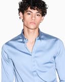 Armani Exchange Mens Long Sleeve Solid Slim Button Down Shirt, Faded Denim, XXL - 2