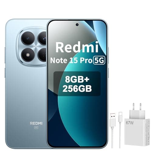 XIAOMI REDMI Note 15 Pro 5G Smartphone 8+256GB, Schermo 6,83" 1.5K AMOLED, MediaTek Dimensity 7400-Ultra, Fotocamera da 200MP, Batteria da 6580mAh, Blu Glacier, Included 67W Charger