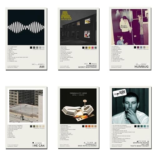 TOBIANG Arctic Poster Monkeys - Póster de lienzo con portada de álbum musical (juego de 6) sin marco: 20 x 30 cm