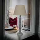 AcaciaHome Modern Tall Wooden Washed Table Lamp - Traditional Shabby Chic Design with Taupe Linen Shade, Wood Effect Finish for Living Rooms, Bedrooms, or Hallways Decor (41cm Grey with Cream Shade) - 7