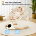 BEBE2LUXE ALPHA, Sdraietta dondolo automatico per neonato fino a 9 kg, Altalena Eletrica con Melodie, Telecomando, touch screen LED, Regolazione dello schienale, Timer, silenzioso - 8