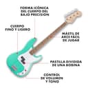 Squier by Fender Debut Collection Precision Bass, Diapasón de Laurel, Golpeador Blanco, Seafoam Green - 2