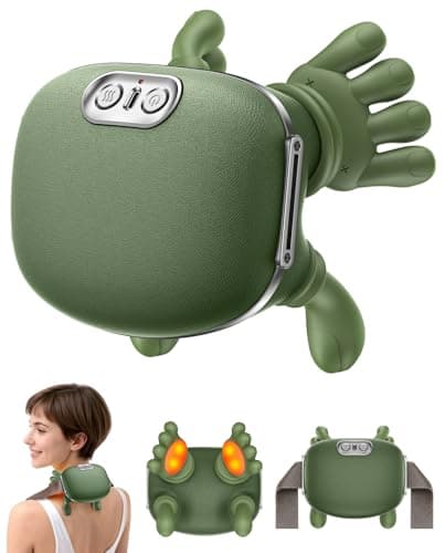 MassagegeräT, 4D NackenmassagegeräT mit Wärme, Heizendes Nacken, 3 Massageeinstellungen & 2 Heizstufen, Tiefengewebemassage für Nacken und Schultern, Wiederaufladbarer, Bionisches Massager für Eltern