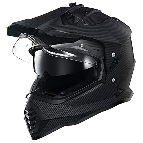 ILM Dual Sport Adventure Motocross Motorradhelm mit Pinlock kompatiblem Sonnenvisier ATV Dirt Bike Off Road Casco ECE Modell-WS902,Carbon, 2XL