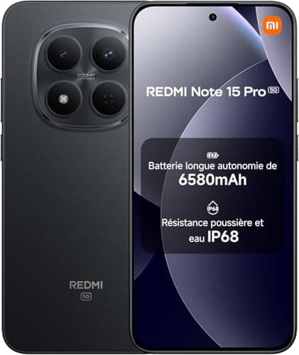 XIAOMI Redmi Note 15 Pro 5G NFC Smartphone, 12+512GB, Schwarz, IP68, AMOLED Display, Android 15, 200MP Kamera, 120Hz, 6580mAh Akku, 45W Schnellladung, ohne Ladegerät