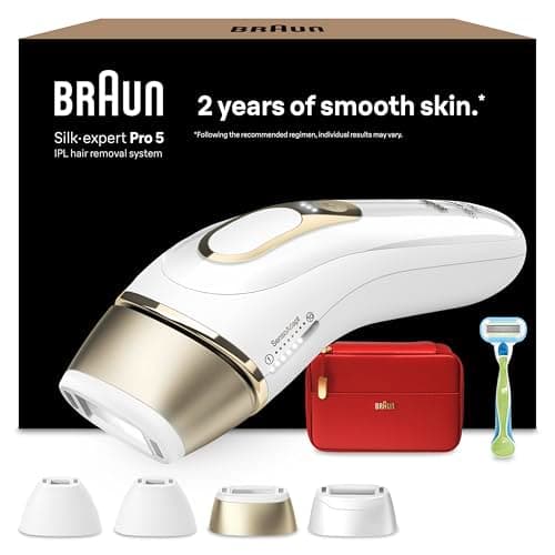 Braun Silk·expert Pro 5 Epilatore Luce Pulsata, Depilatore Corpo Donna, Alternativa al Laser Peli, Con Custodia, Rasoio Donna Venus, 4 Testine, Luce Pulsata Braun, Idea Regalo, PL5382