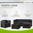 Juskys Polyrattan Lounge Punta Cana L für 4-5 Personen mit 3er Sofa, Sessel, Hocker, Tisch & Kissen, Sitzgruppe für Garten, Terrasse und Balkon, Gartenmöbel Set wetterfest - Schwarz/Grau - 2