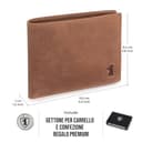 Berliner Bags Portafoglio Uomo in Vera Pelle con Protezione RFID, 4 Carte, 2 Scomparti Banconote, Portamonete, Tasca Documenti, Gettone Carrello, Scatola Regalo – Marrone - 8