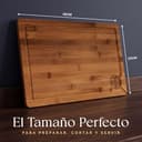Deer & Oak Tabla de cortar XXL de bambú carbonizado 38 x 25 x 2 cm, tabla de madera preaceitada para cortar carne, pescado, verduras, frutas, queso y pan - 3