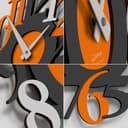 Giallobus - Reloj premium - Carved - Madera de MDF - Premium 45x45cm - 09 - Orange - Artesano Made in Italy - Silencioso - Idea de regalo - Doble nivel moderno - 5