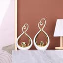 Accento decorativo bianco, decorazione moderna in porcellana metà secolo bianco e oro, oggetti da tavolo da pranzo, scultura astratta in ceramica - per libreria TV stand centrotavola Centro De Mesa - 4