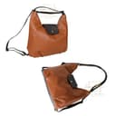 Lusso in pelle Genuine Italian Grain Leather Convertible Backpack – Shoulder & Crossbody Bag (Tan/Chocolate) - 2