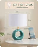 EDISHINE Lámpara de Mesa de Cerámica, Elegante y Moderna, con Pantalla de Tela, Bombilla E14 Incluida, 2700K Luz Cálida, para Dormitorio, Salón y Decoración - 8