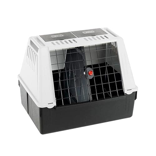 Ferplast ATLAS CAR 80 SE Trasportino per Cani da Auto con Portaoggetti, Maniglie, Griglia Ventilazione, Doppia Apertura Scorrevole con Chiusura Sicura, Max 20 kg, 82 x 51 x h 61 cm