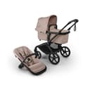 Bugaboo Fox 5 Renew All-Terrain Stroller, 2-in-1 Baby Pushchair, Full Suspension, Easy Fold, Extendable Toddler Seat, One-Handed Manoeuvrability, Black Chassis and Desert Taupe Melange Canopy - 1